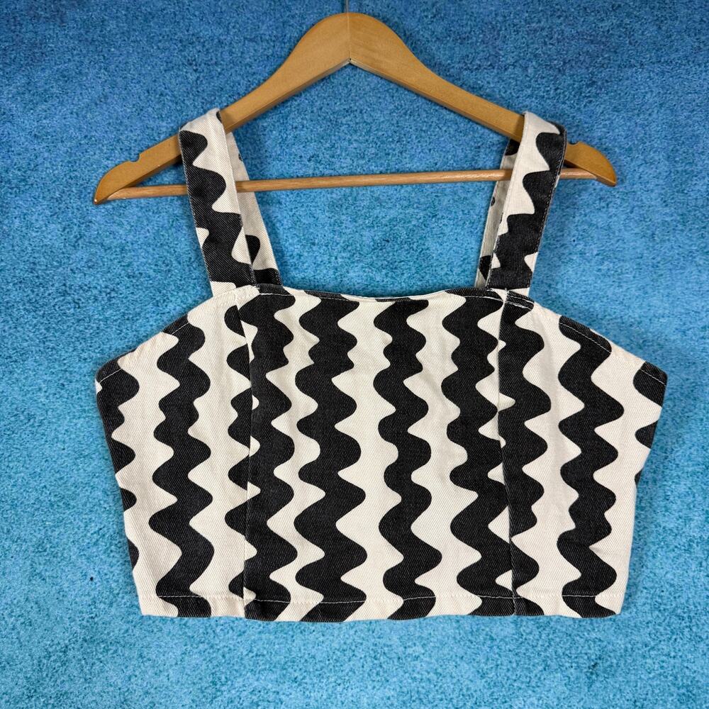 Cider Black White Zebra Print Corset Crop Top XL Trendy Y2K